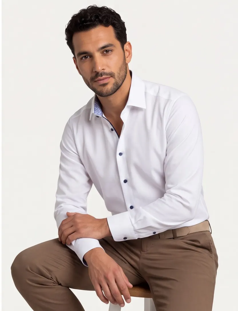 Overhemd Olymp Luxor Comfort Fit wit effen mouwlengte 7