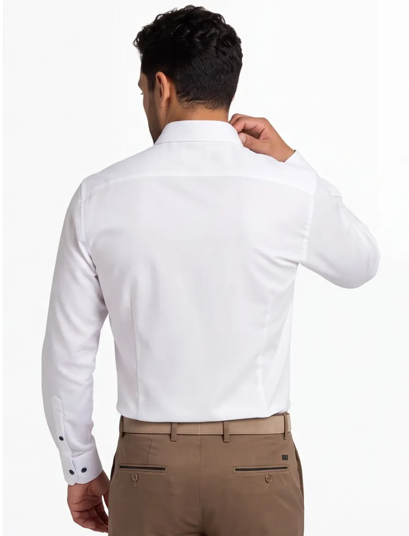 Overhemd Olymp Luxor Comfort Fit wit effen mouwlengte 7