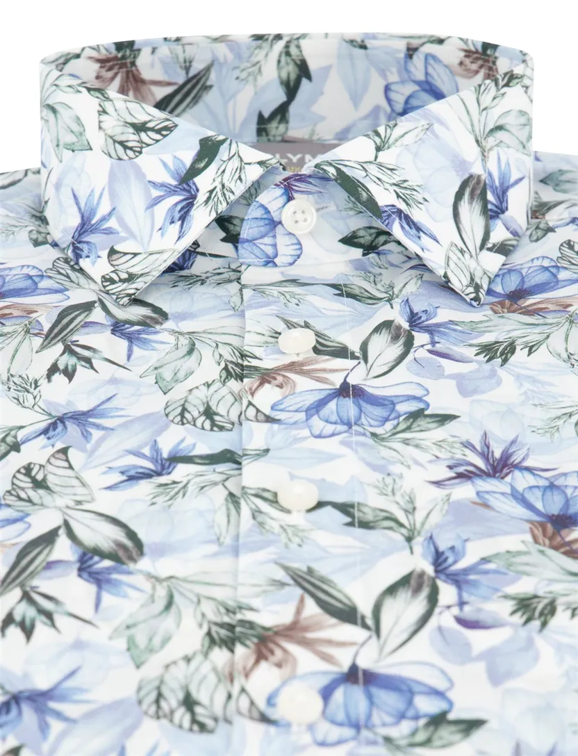 Bloemenprint Overhemd blauw OLYMP Comfort Fit