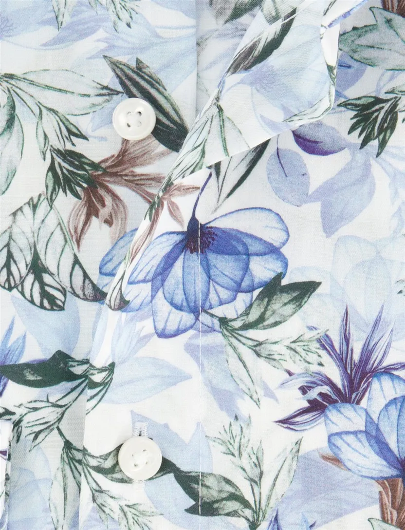 Bloemenprint Overhemd blauw OLYMP Comfort Fit