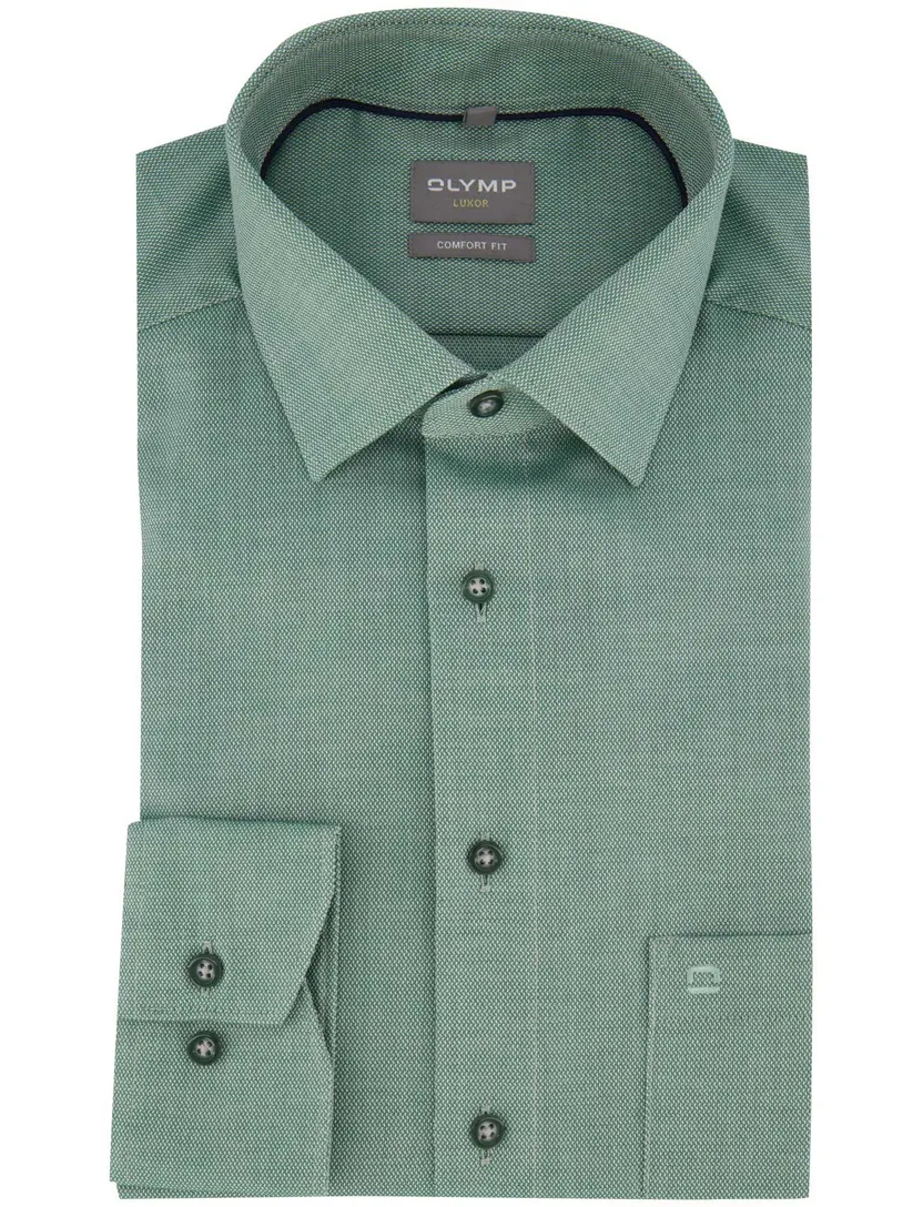 Overhemd Olymp Luxor Comfort Fit groen effen strijkvrij
