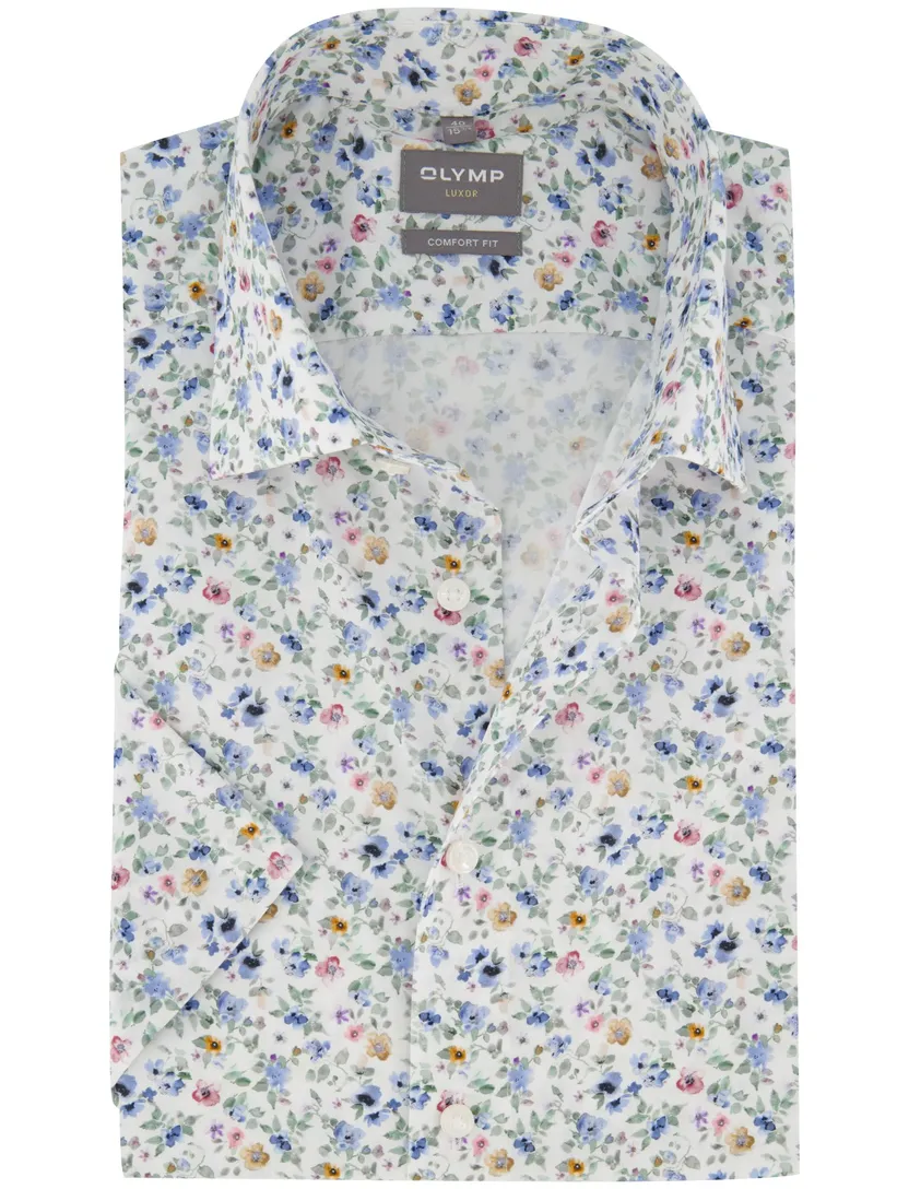 Overhemd Olymp Luxor Comfort Fit wit geprint zomer