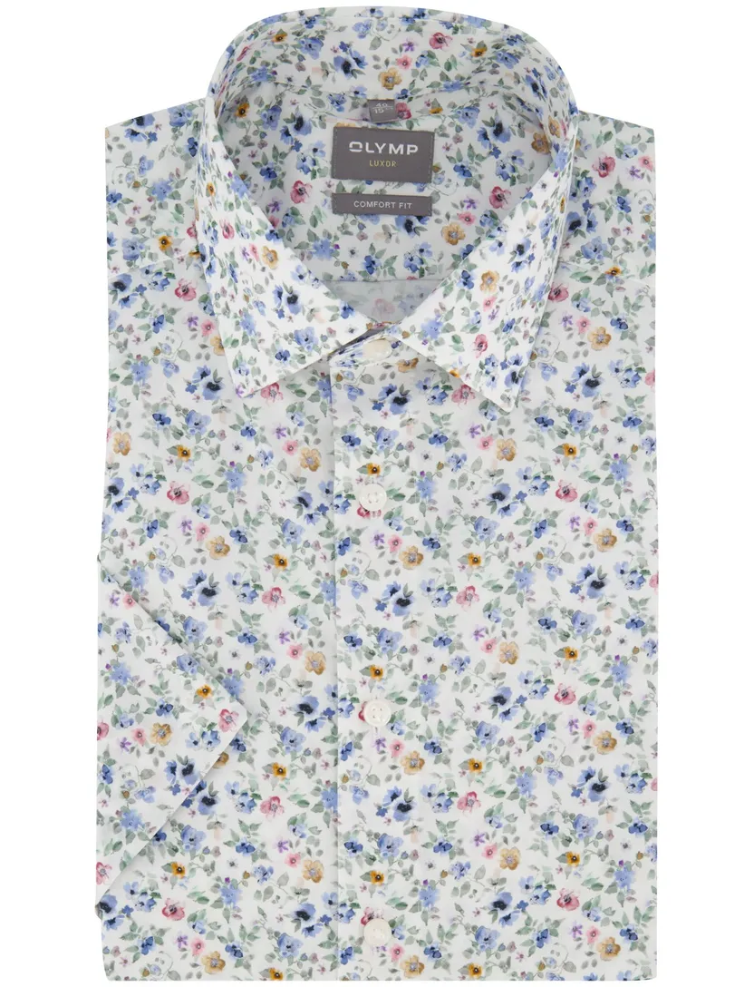 Overhemd Olymp Luxor Comfort Fit wit geprint zomer