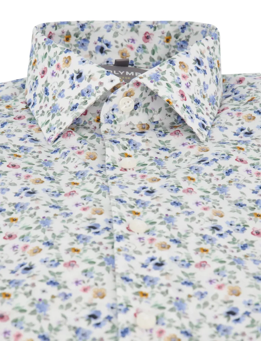OLYMP Comfort fit overhemd blauw geprint strijkvrij