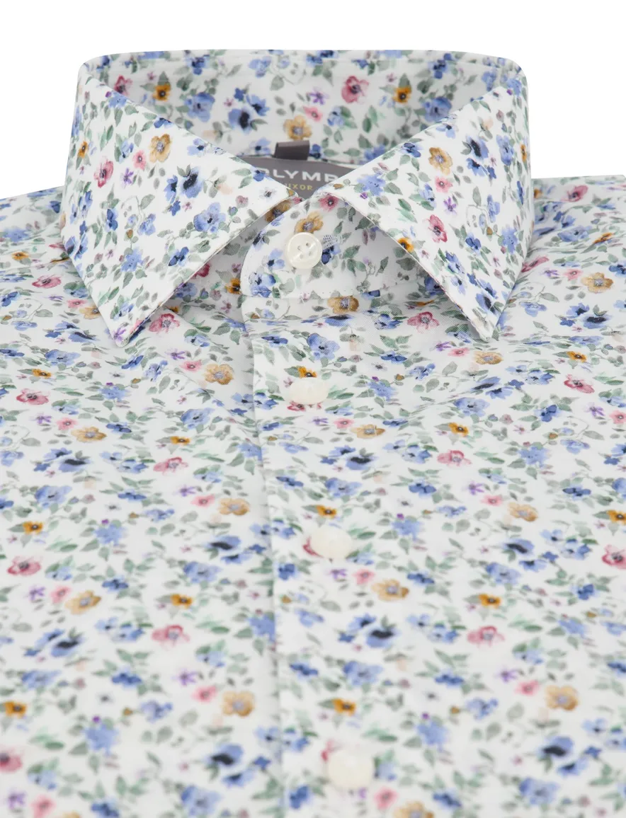 Olymp Luxor Comfort Fit wit overhemd strijkvrij bloemen print