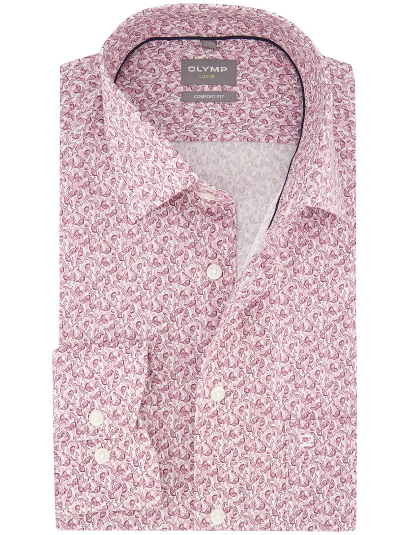 Roze wit OLYMP overhemd met print