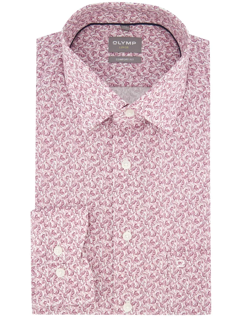 Roze wit OLYMP overhemd met print