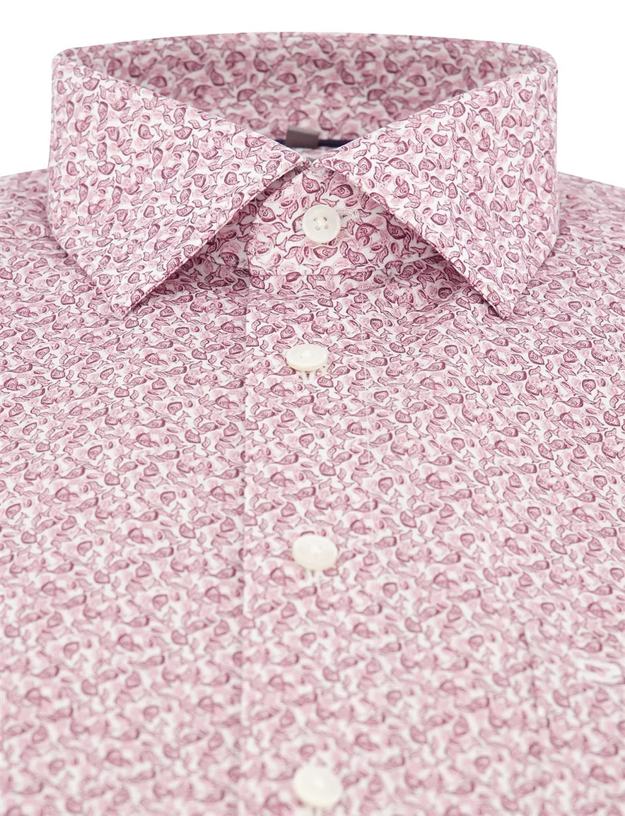 Olymp overhemd roze print Comfort Fit Luxor
