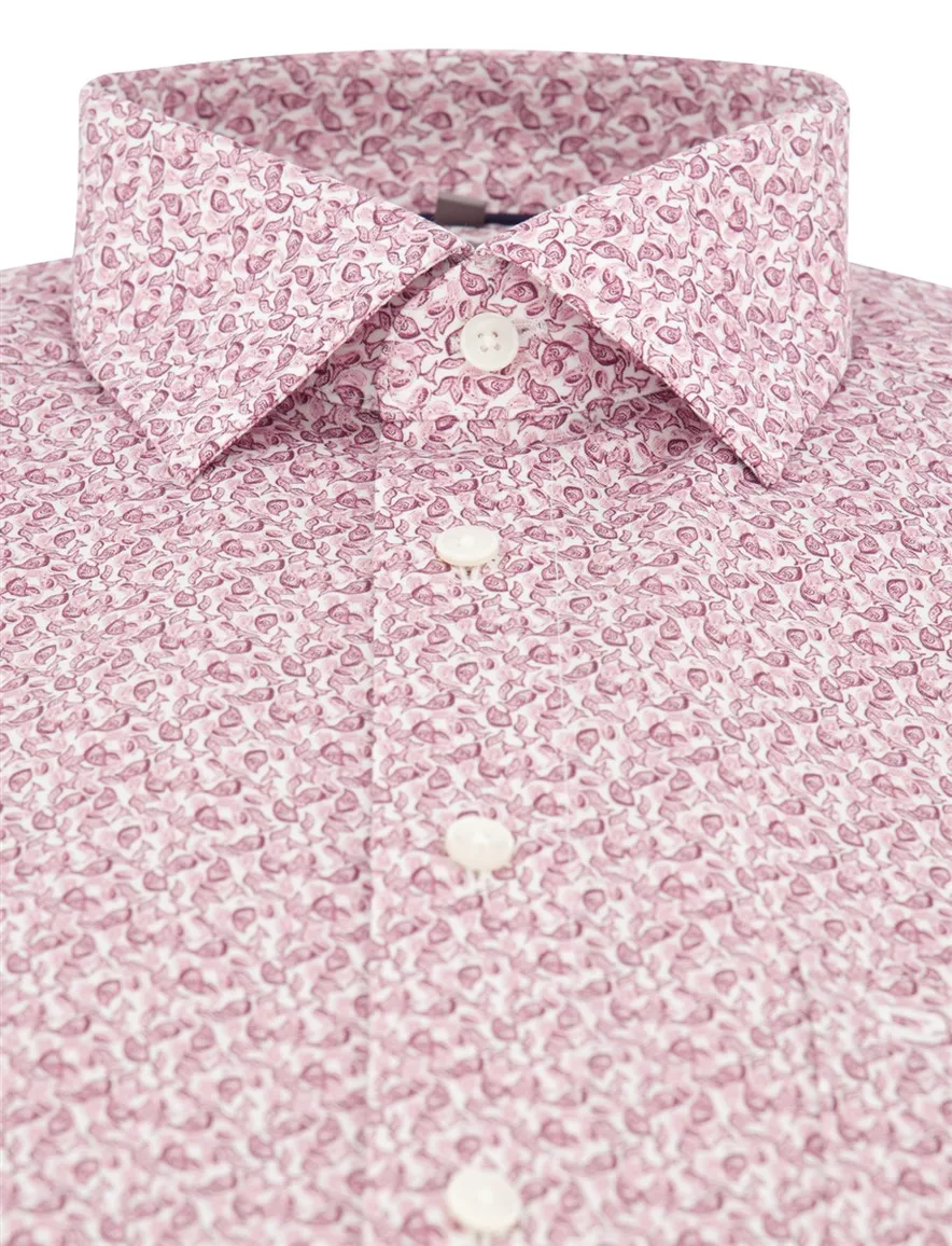 Overhemd OLYMP wit roze print Comfort Fit