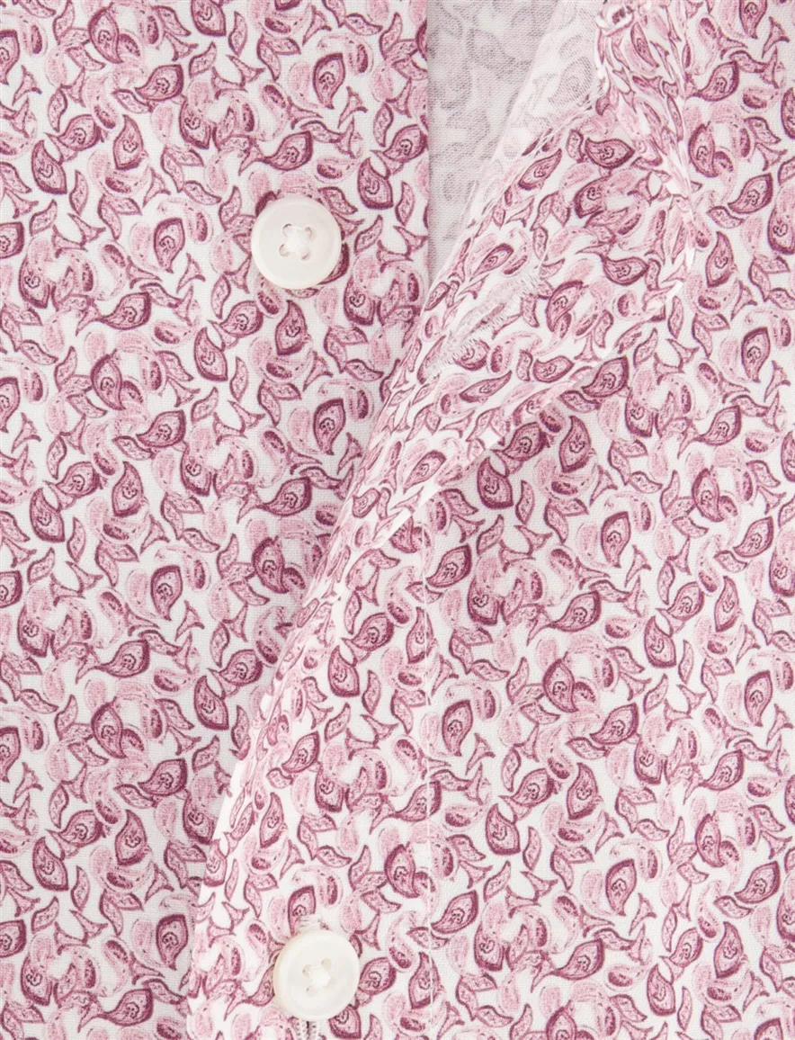 Overhemd OLYMP wit roze print Comfort Fit
