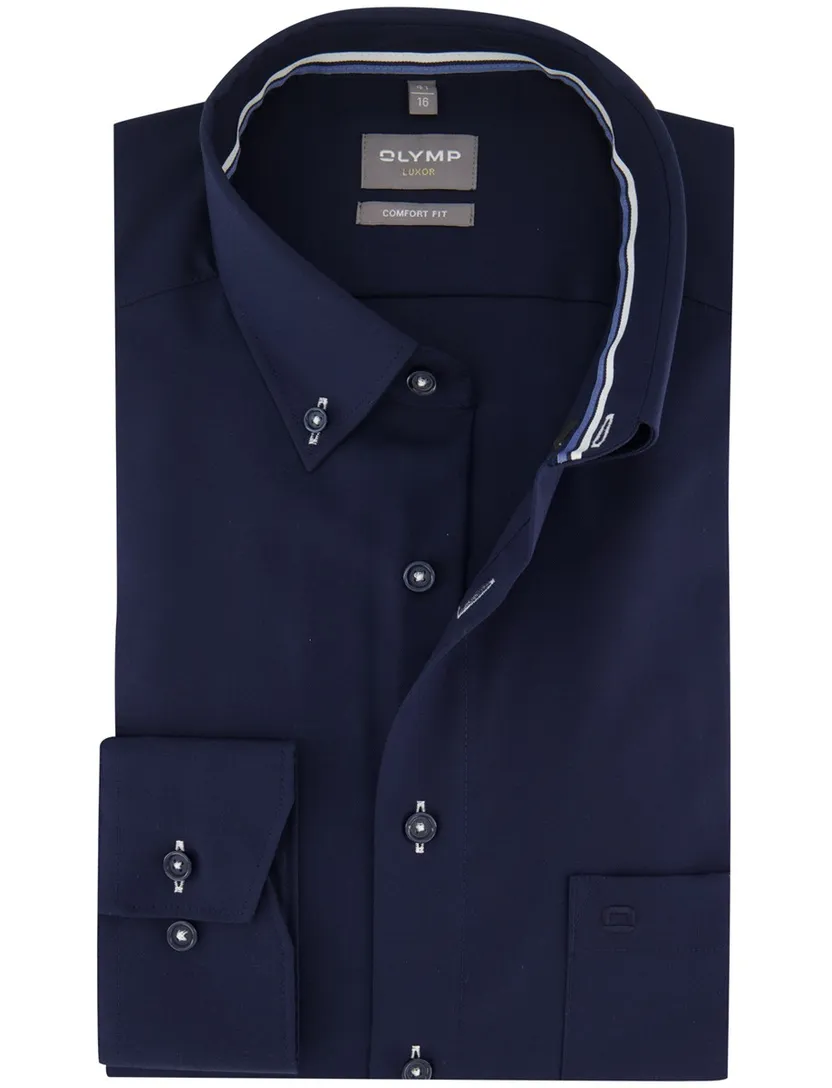 Strijkvrij OLYMP overhemd donkerblauw Comfort Fit