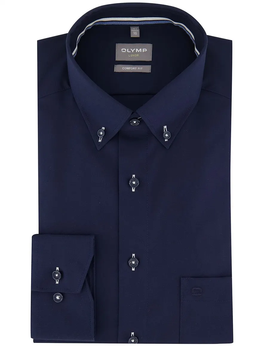 Overhemd OLYMP donkerblauw Comfort Fit strijkvrij