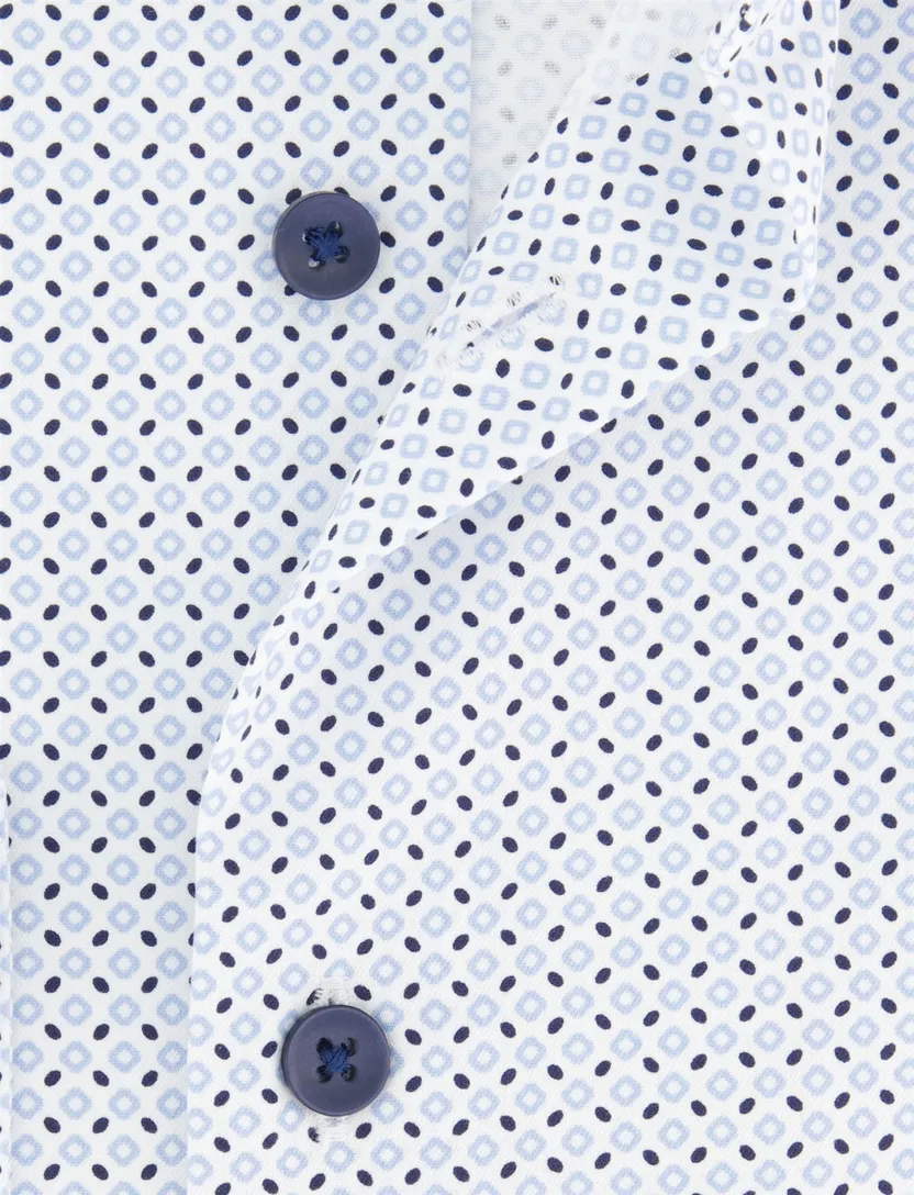 Overhemd Olymp Luxor blauw geprint strijkvrij