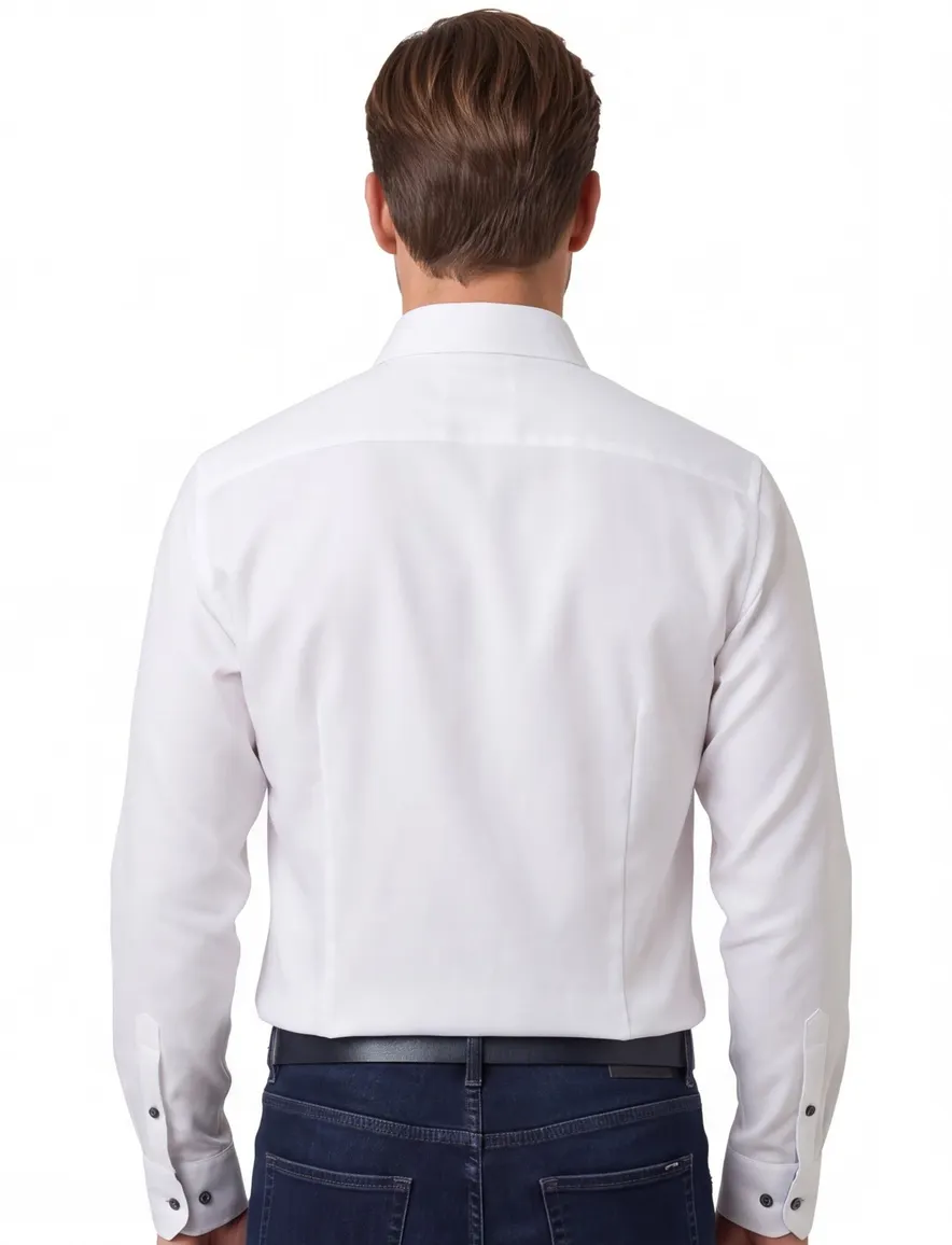 Wit overhemd Olymp Luxor Modern fit strijkvrij mouwlengte 7