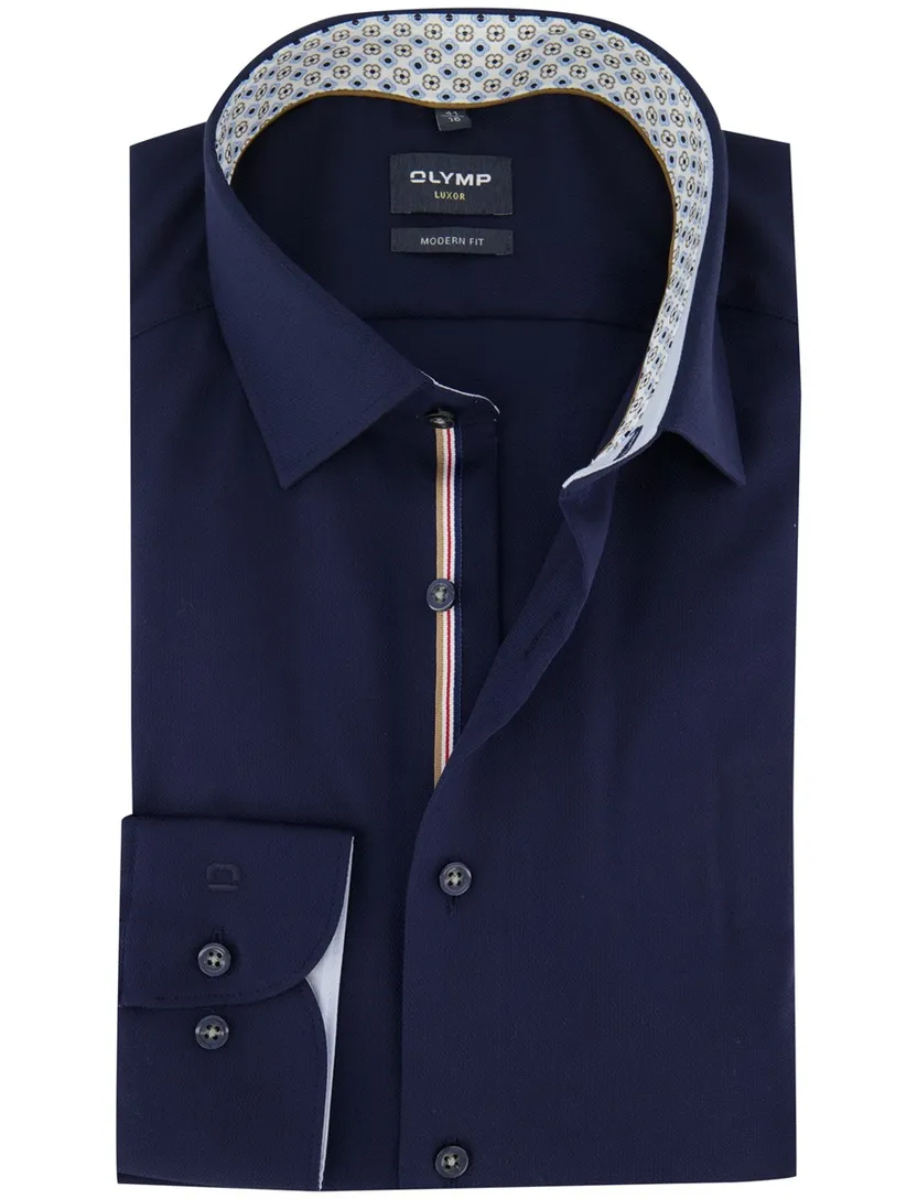 Donkerblauw overhemd OLYMP Modern Fit strijkvrij