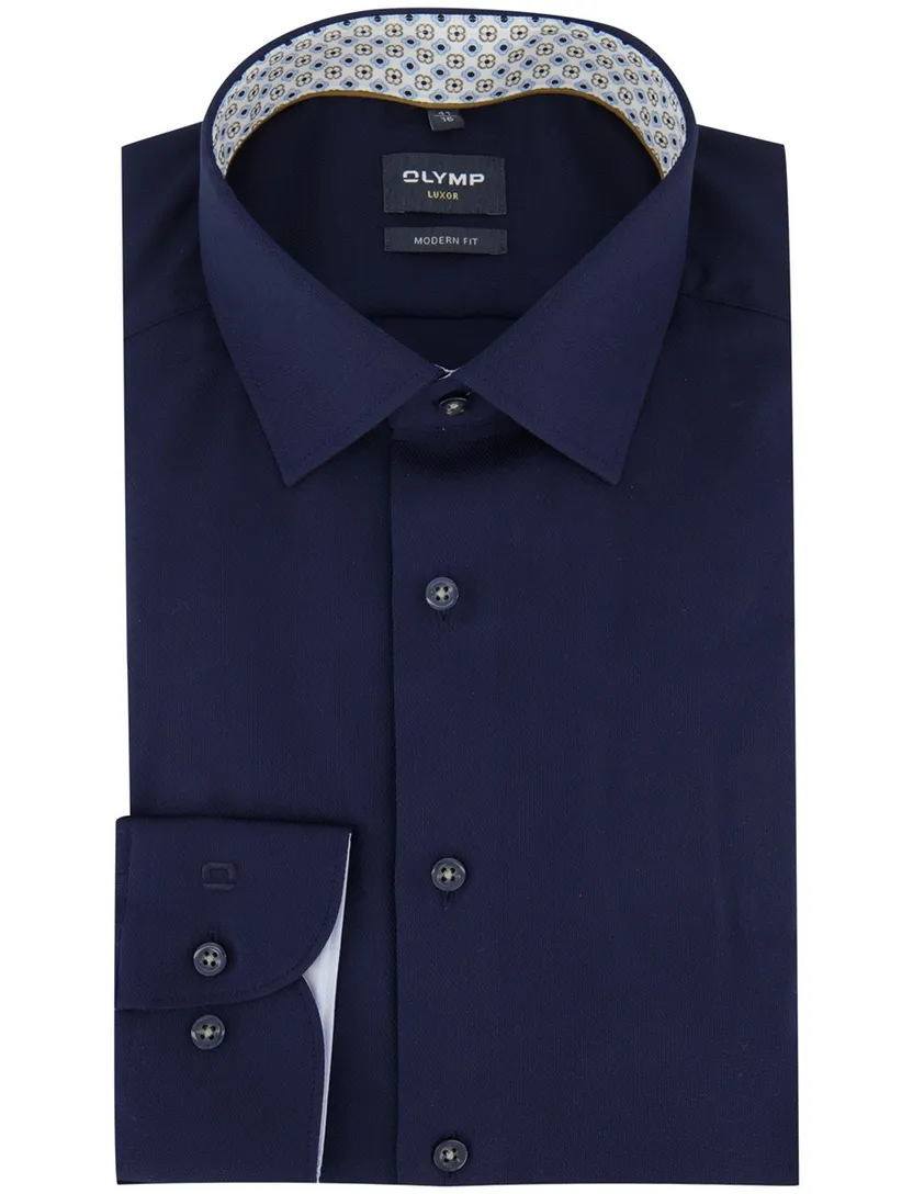 Donkerblauw overhemd OLYMP Modern Fit strijkvrij