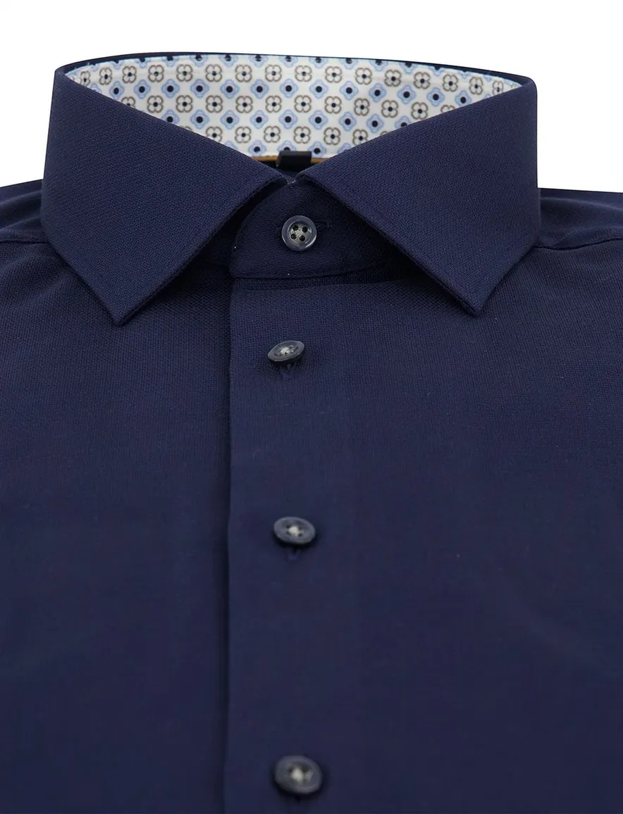 OLYMP Modern Fit overhemd donkerblauw mouwlengte 7