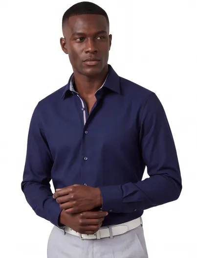 Olymp Donkerblauw overhemd OLYMP Modern Fit strijkvrij