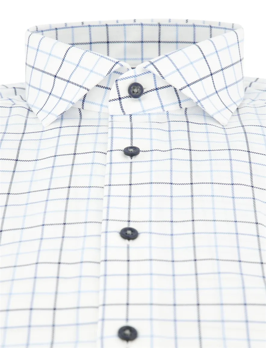 Overhemd OLYMP Modern Fit wit met blauwe ruit