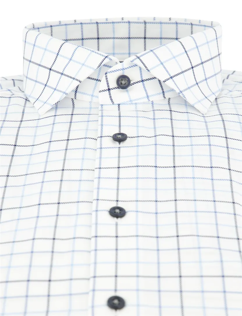 Wit overhemd OLYMP Modern Fit blauwe ruit