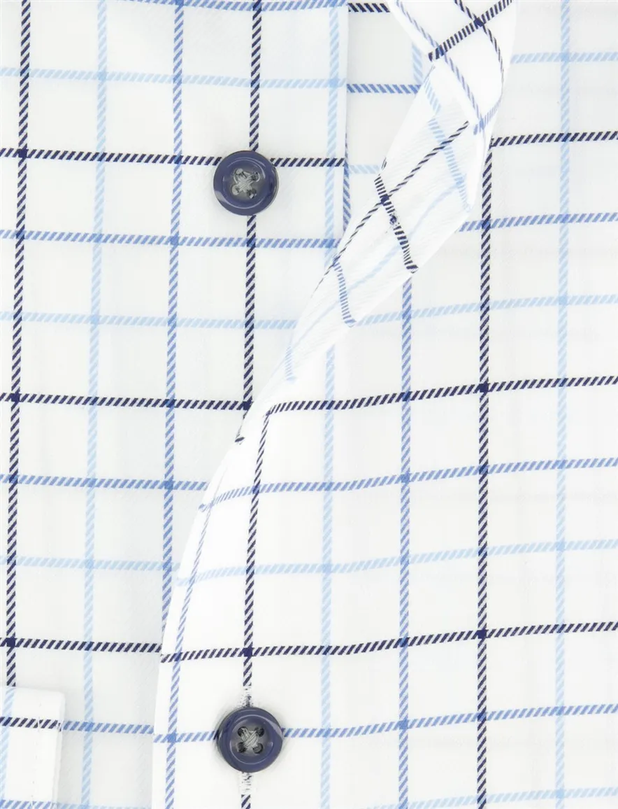 Overhemd OLYMP Modern Fit wit met blauwe ruit