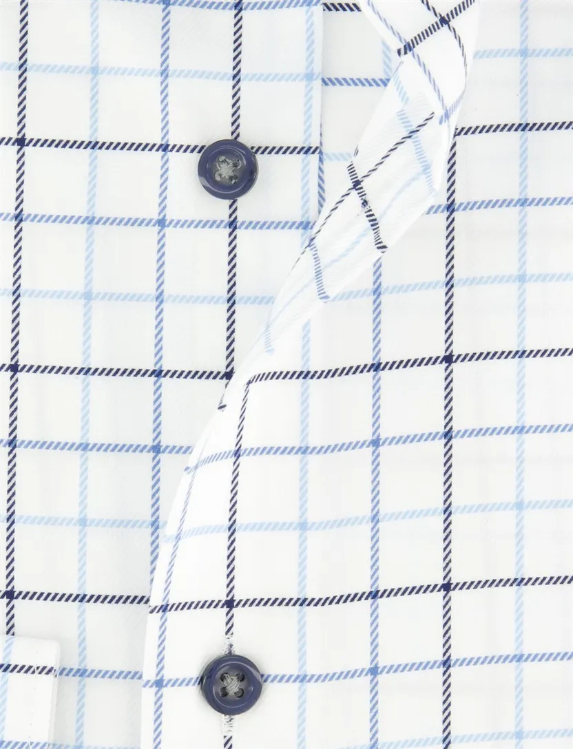 Wit overhemd OLYMP Modern Fit blauwe ruit