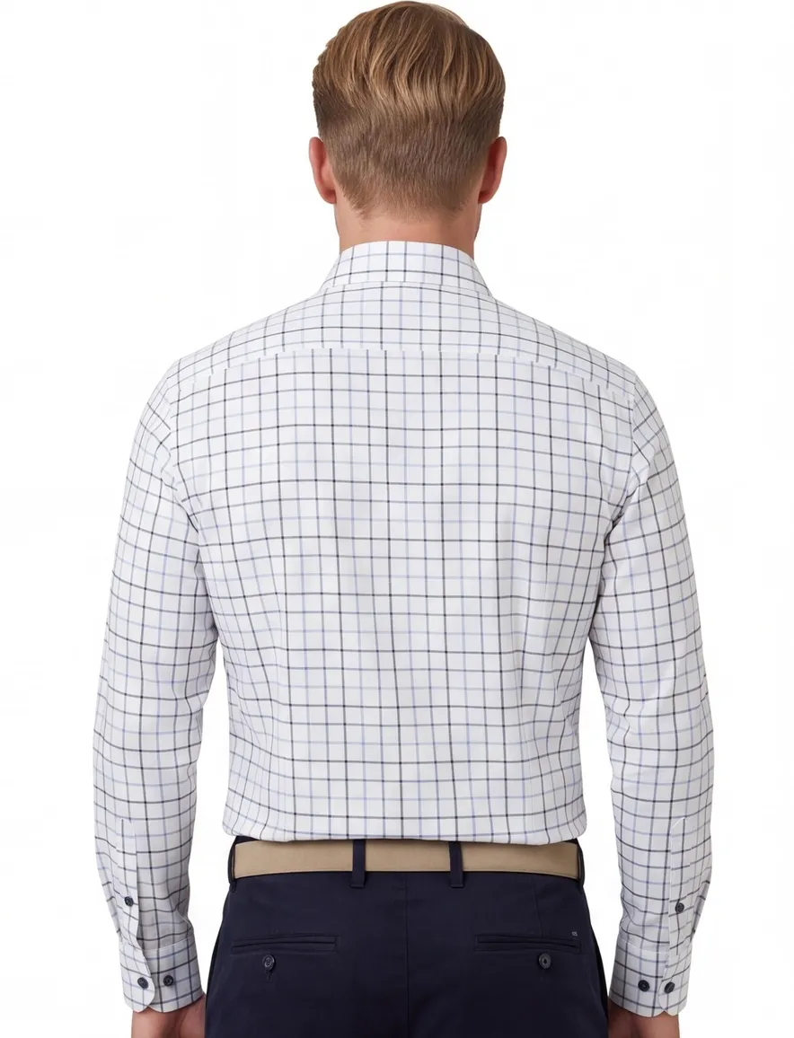 Overhemd OLYMP Modern Fit wit met blauwe ruit