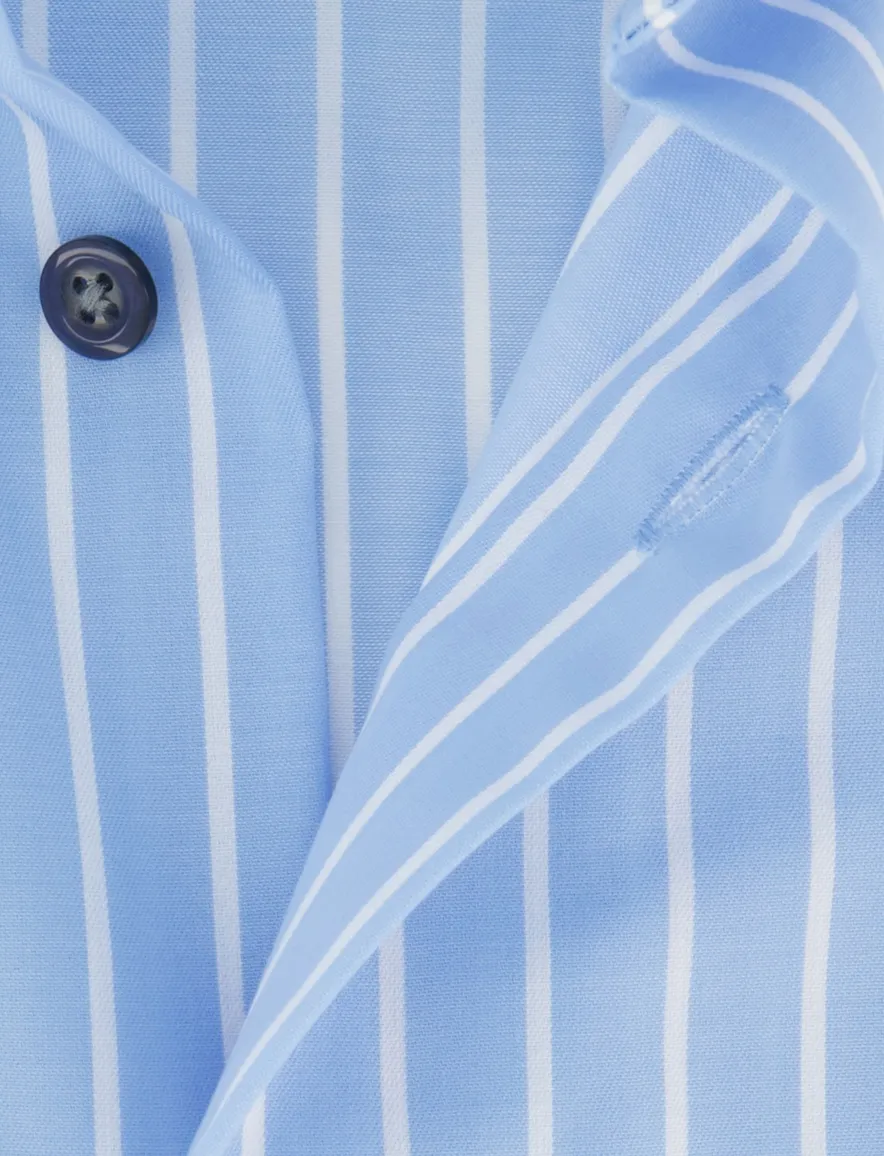 Blauw gestreept overhemd Olymp Luxor Modern fit mouwlengte 7