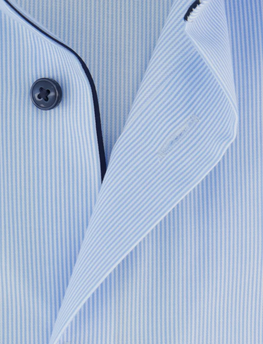 OLYMP Modern Fit overhemd blauw strijkvrij mouwlengte 7