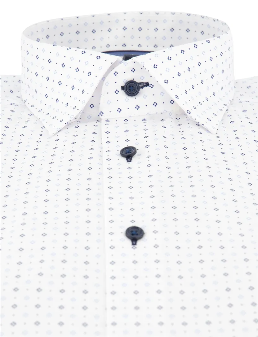 Wit OLYMP overhemd Modern Fit met blauwe print