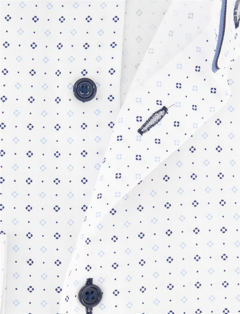Wit OLYMP overhemd Modern Fit met blauwe print