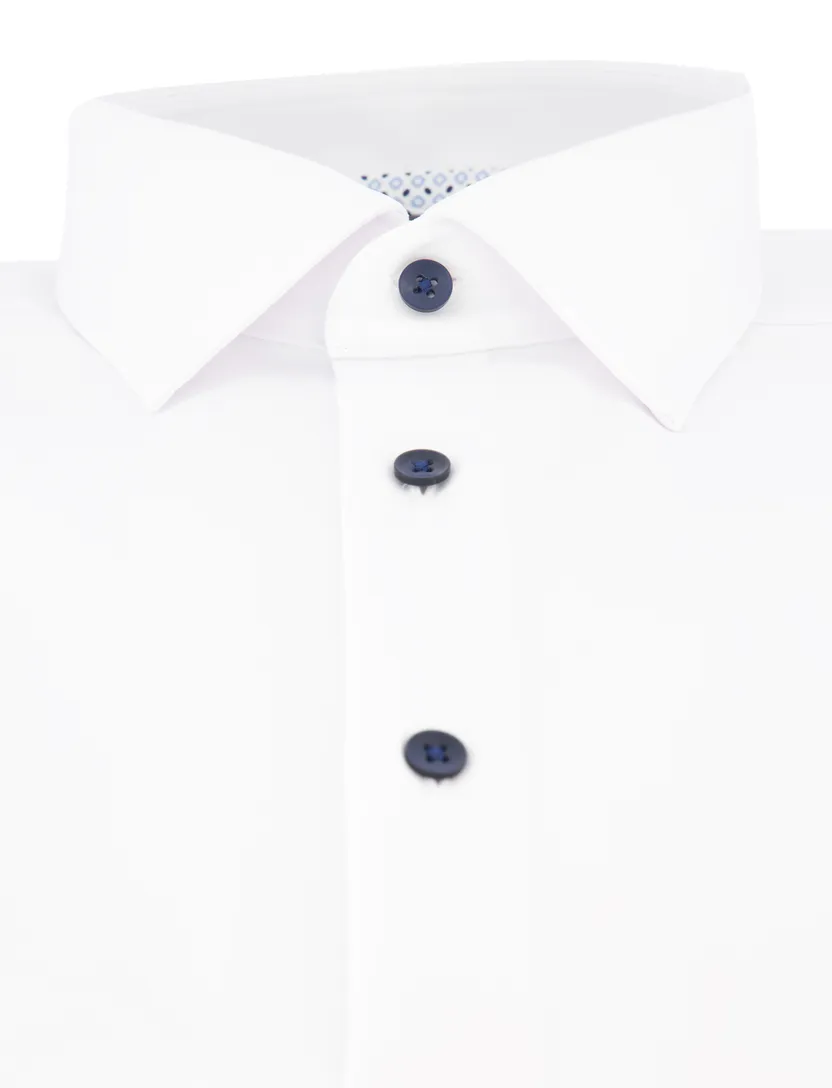 Wit effen overhemd OLYMP Modern Fit mouwlengte 7 strijkvrij