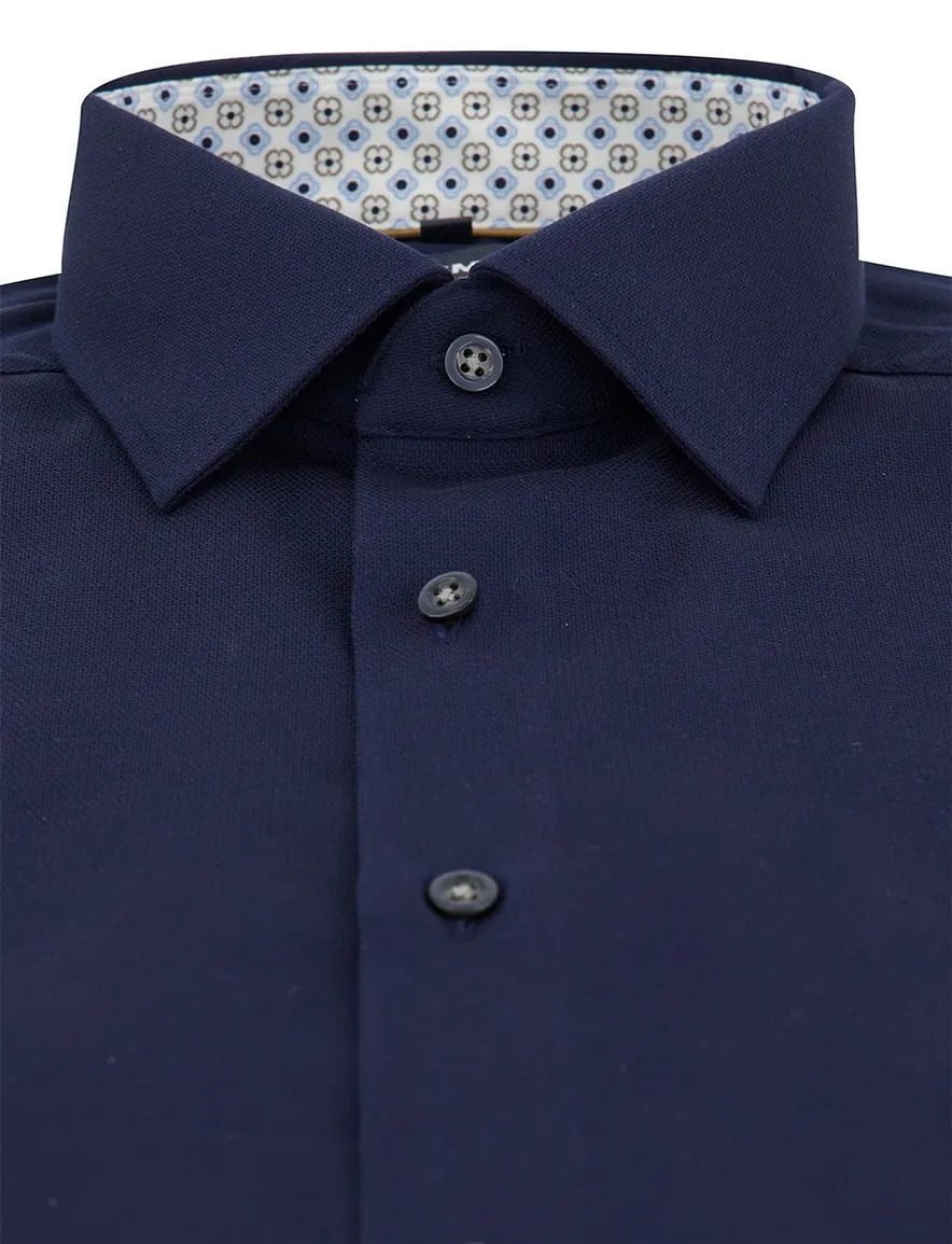 OLYMP Modern Fit overhemd donkerblauw korte mouw