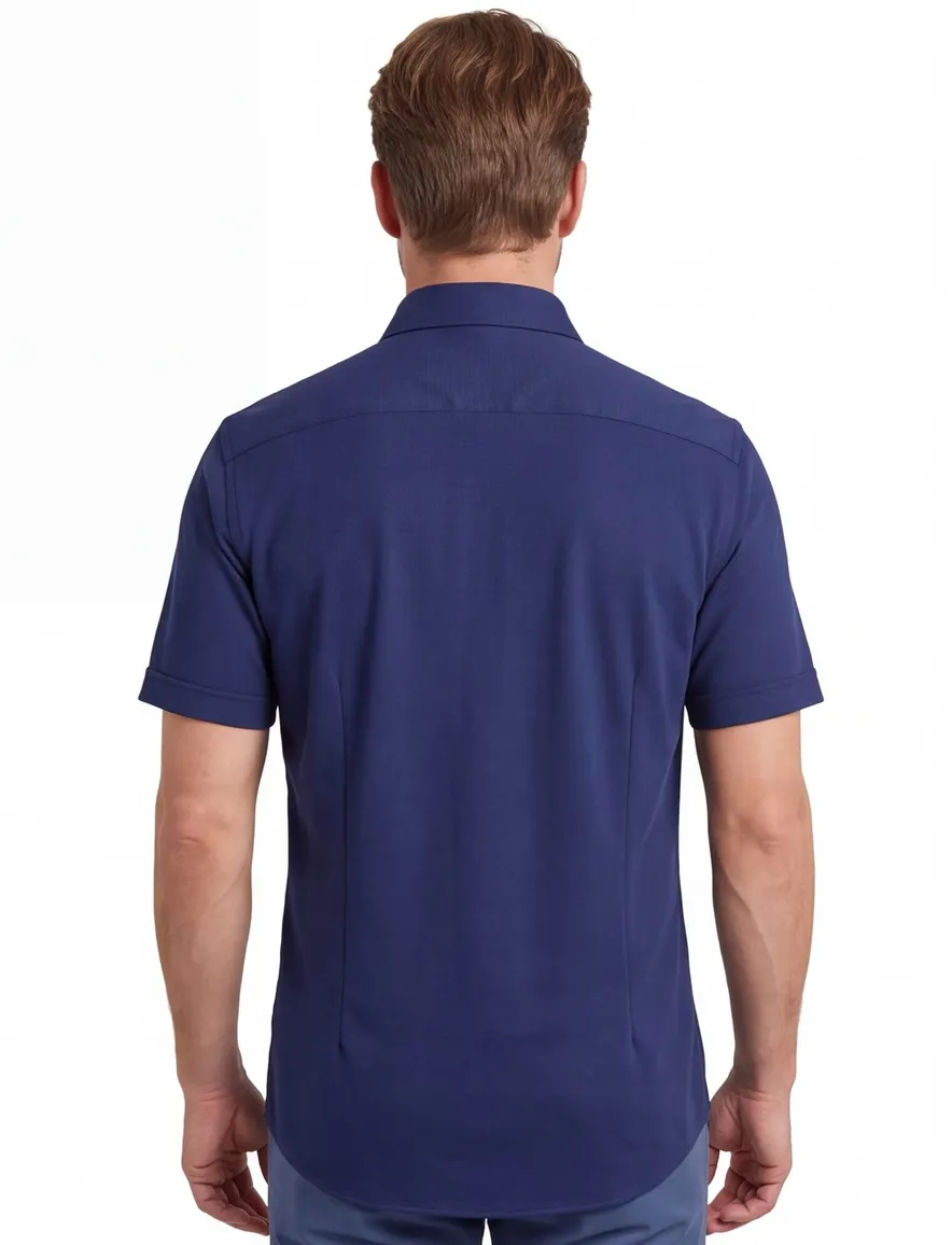 OLYMP Modern Fit overhemd donkerblauw korte mouw