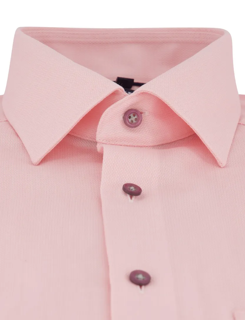 Korte mouw overhemd Olymp roze strijkvrij normale fit