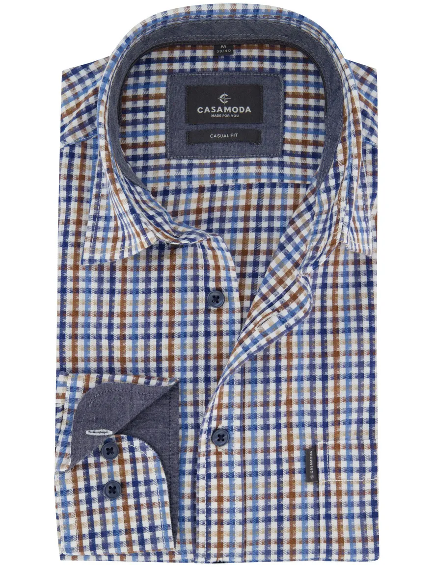 Casa Moda Casual Fit overhemd blauw met ruit