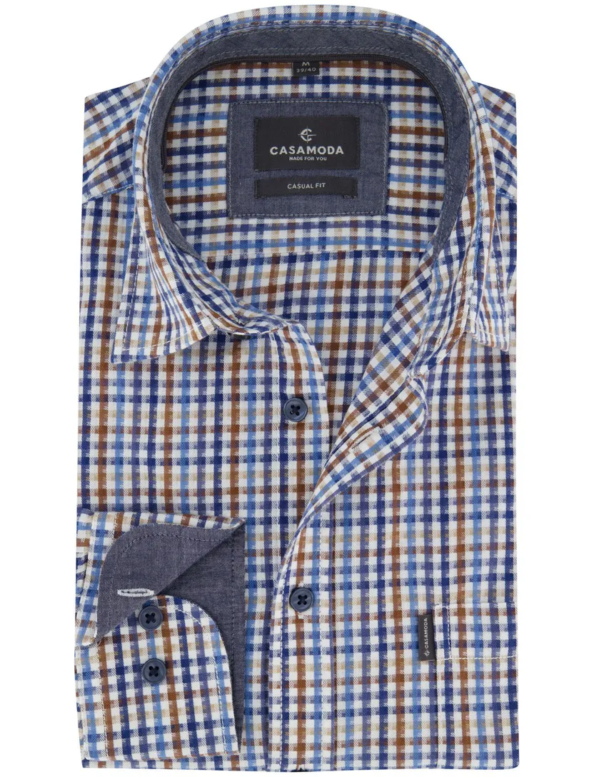 Overhemd Casa Moda Casual Fit geruit blauw
