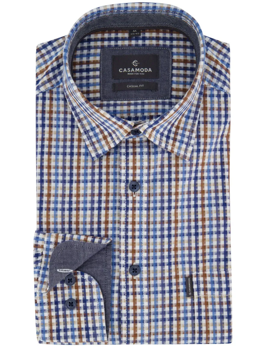 Casa Moda Casual Fit overhemd blauw met ruit
