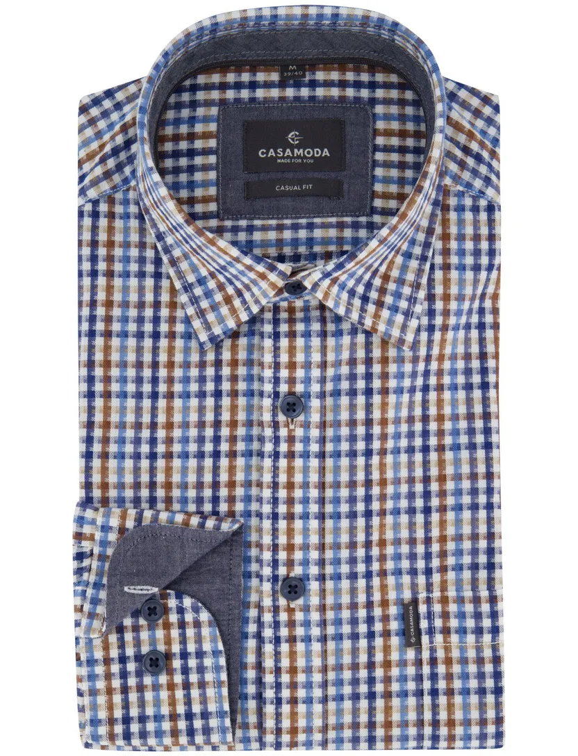 Overhemd Casa Moda Casual Fit geruit blauw