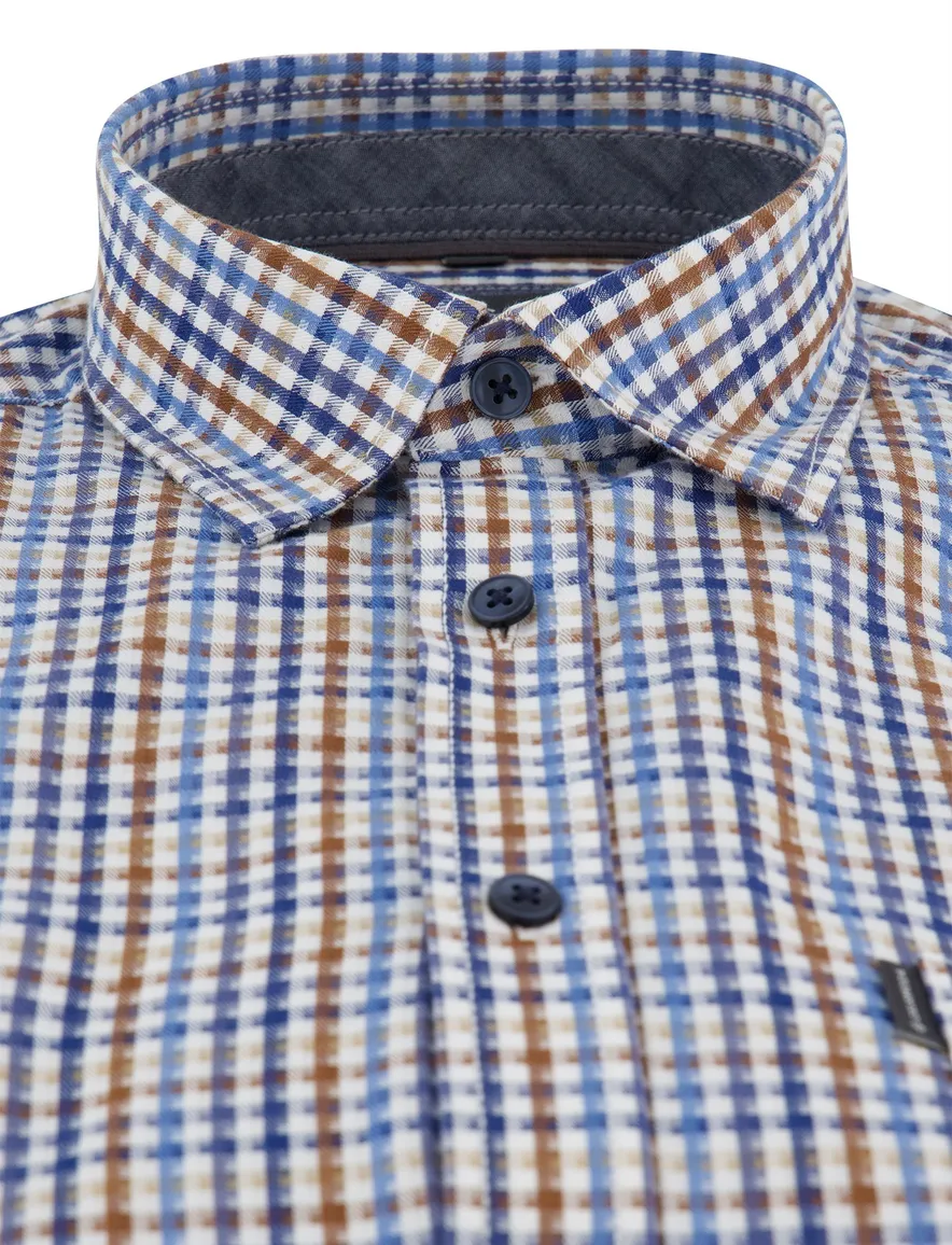 Casa Moda Casual Fit overhemd blauw met ruit