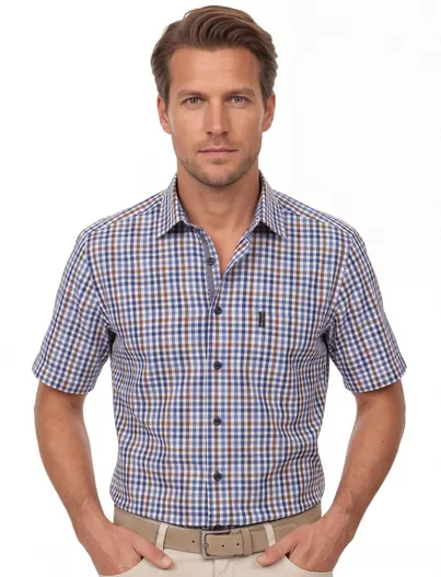 Casa Moda Overhemd Casa Moda Casual Fit geruit blauw