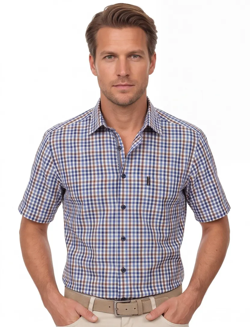 Overhemd Casa Moda Casual Fit geruit blauw
