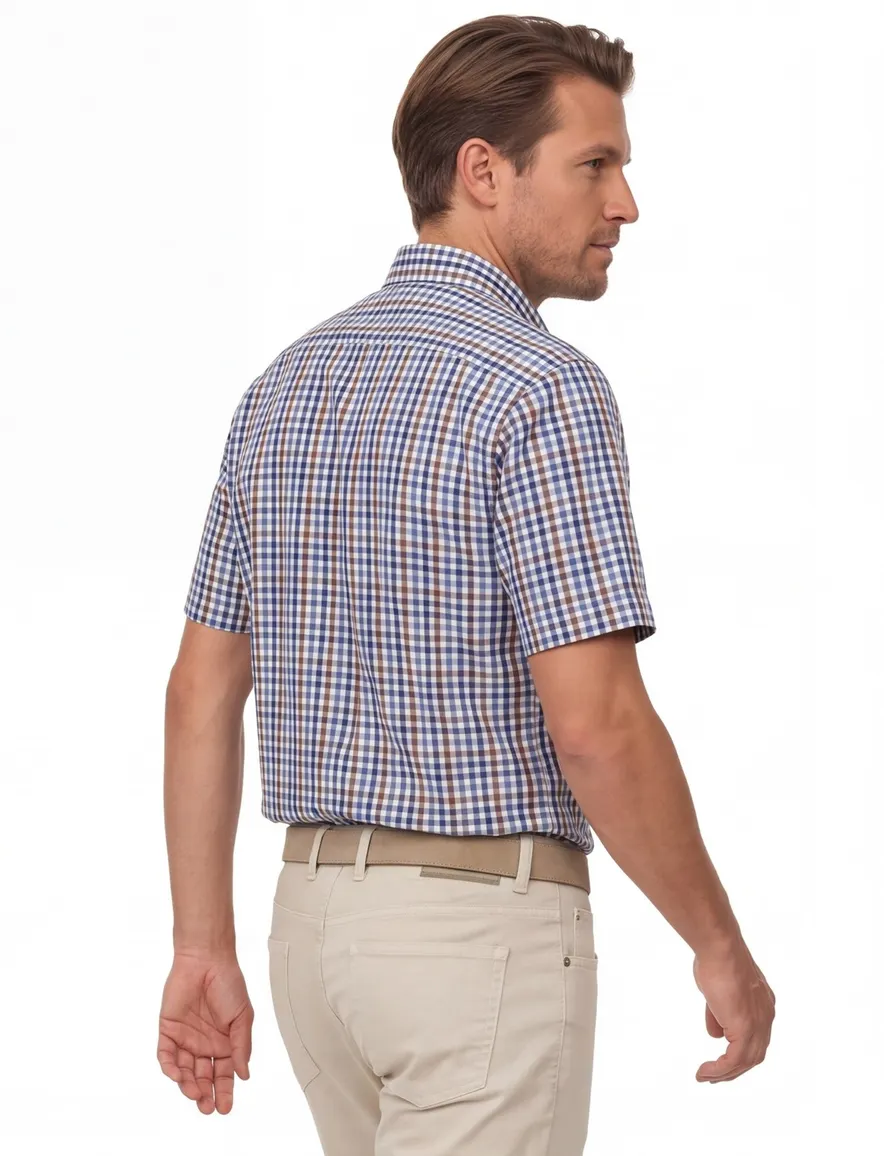 Casa Moda Casual Fit overhemd blauw met ruit