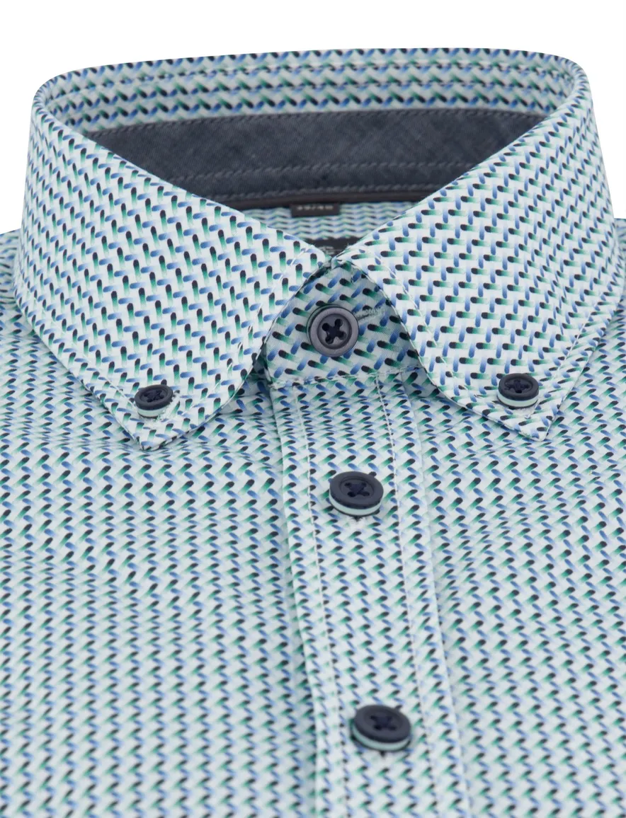 Blauw grafisch print overhemd Casa Moda Casual Fit