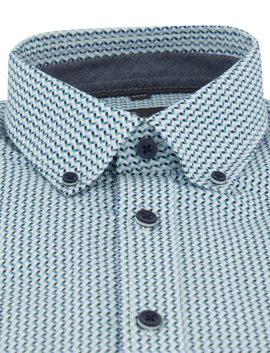 Overhemd Casa Moda Casual Fit blauw groen katoen wijde fit