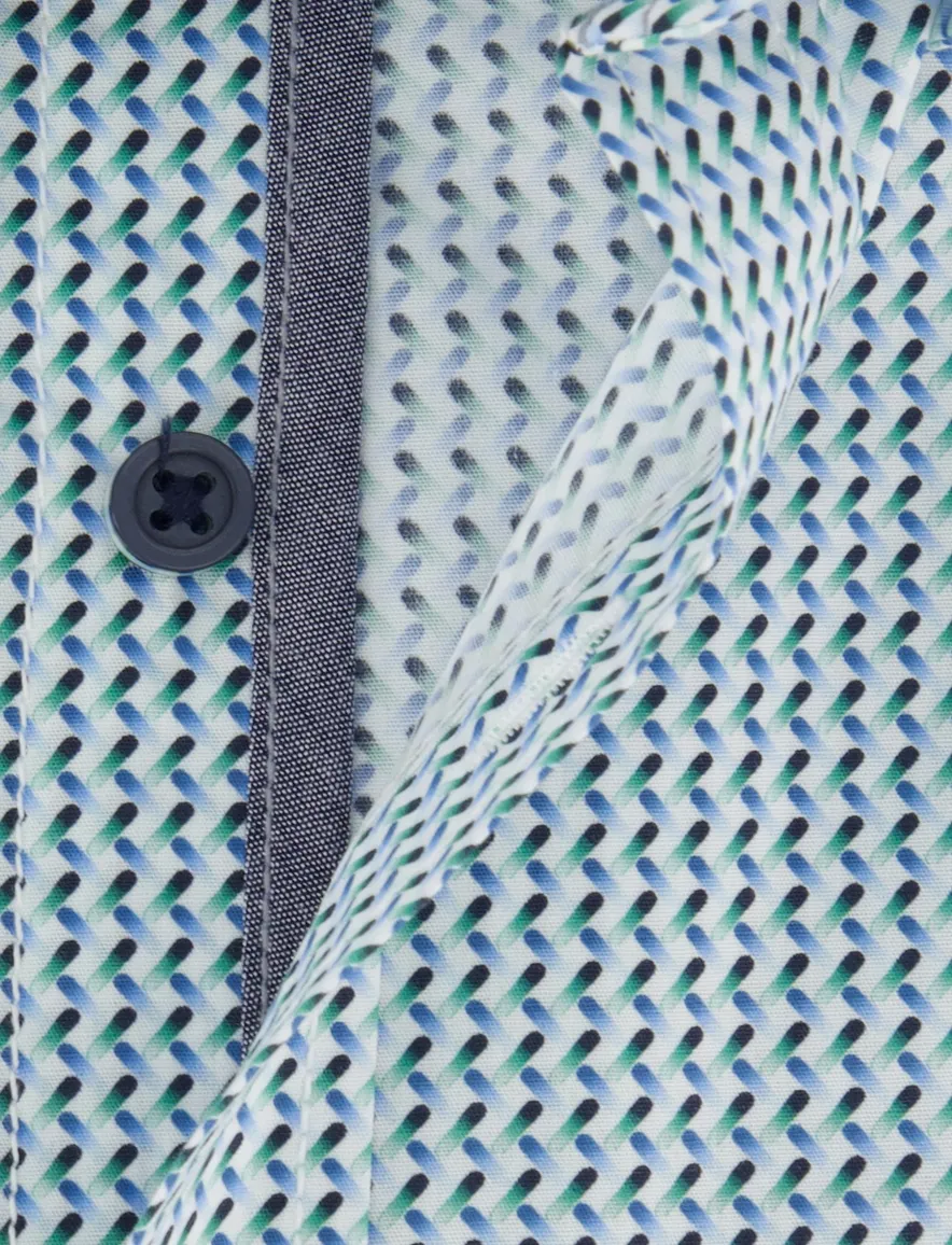 Overhemd Casa Moda Casual Fit blauw groen katoen wijde fit