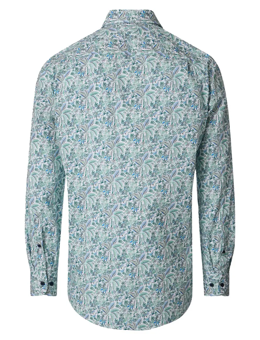Overhemd groen print Casa Moda Casual Fit bloemen