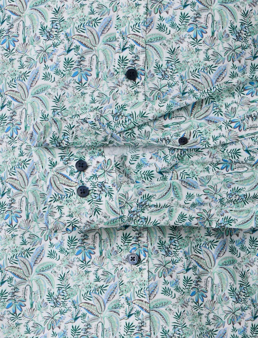 Overhemd groen print Casa Moda Casual Fit bloemen
