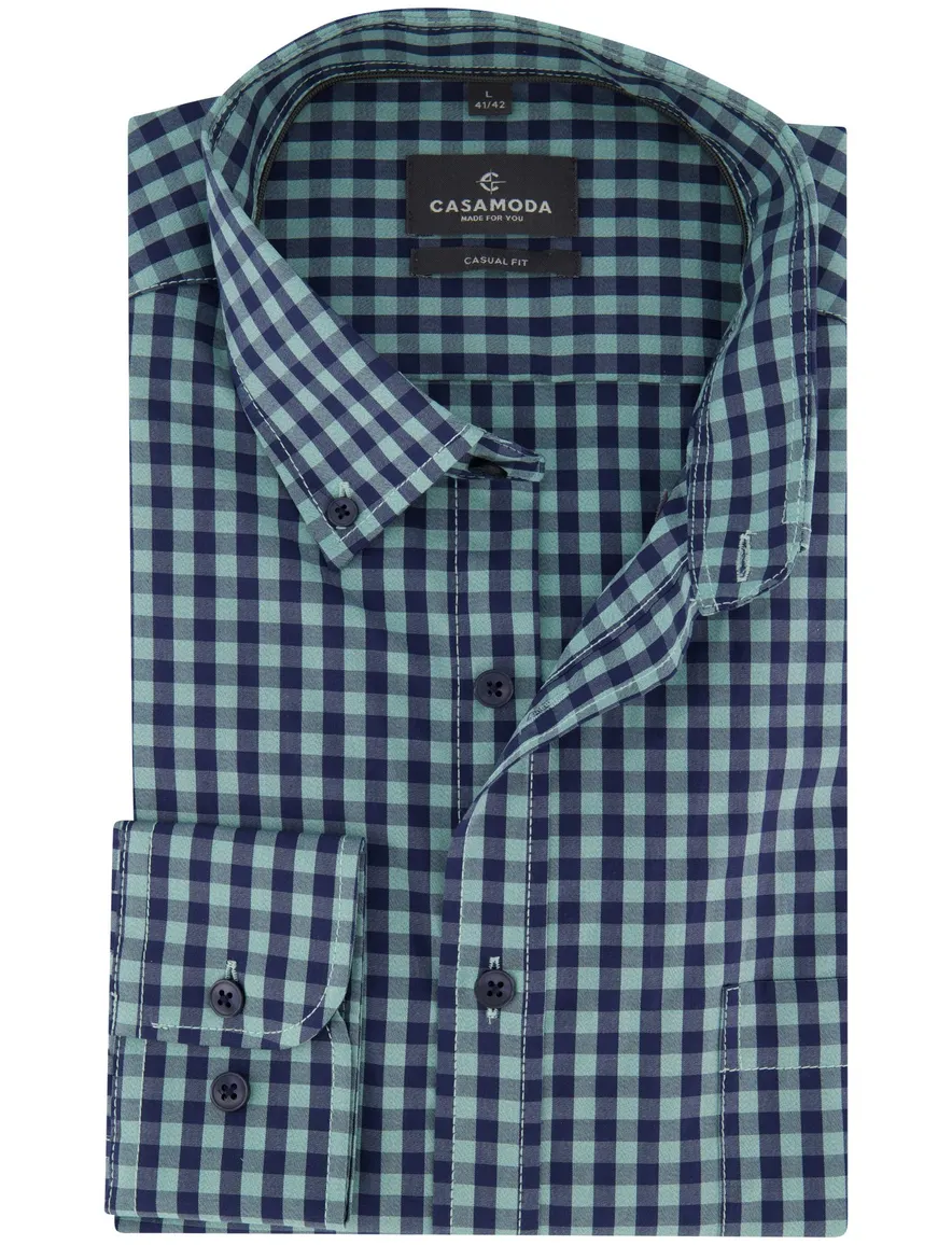 Overhemd Casa Moda Casual Fit blauw geruit