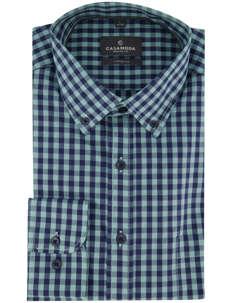 Overhemd Casa Moda Casual Fit blauw geruit